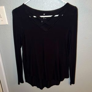 American Eagle Black Long Sleeve with Neck Detailing